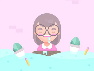 Sleeping in class character design class drool drowning flat design floating pastel pink pool sleep sleeping student teacher
