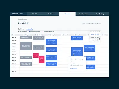 Cleaner Schedule app design product tool ui ux