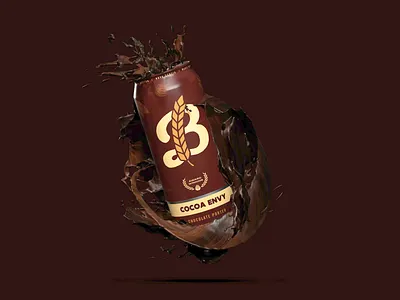Breton Brewing - Cocoa Envy 3d adobe dimensions beer beer art beer can beer label brown chocolate dimensions packaging splash typography