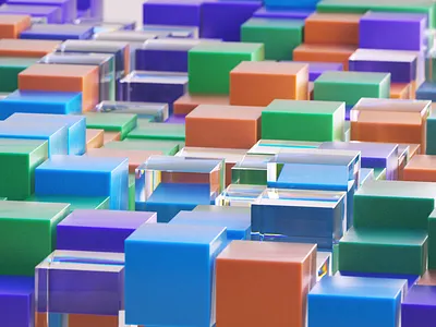 Plastic & Glass R&D 3d c4d cinema 4d color cubes geometry glass minimal octane plastic refraction render