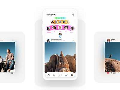 Instagram Redesign instagram instagram stories mockup shadow shadowbox shapes white