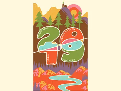 Perogie Dask 5k Shirt/Poster Design 2019 church illustration limited palette mountain nature orthodox perogie pirogi pirohi road race trees