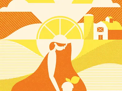 Citrus Fields beer citrus farm field hops illustration wheat woman women