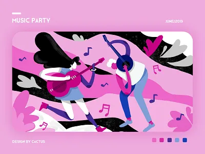 music party design drawing girl illustration music paint party typography