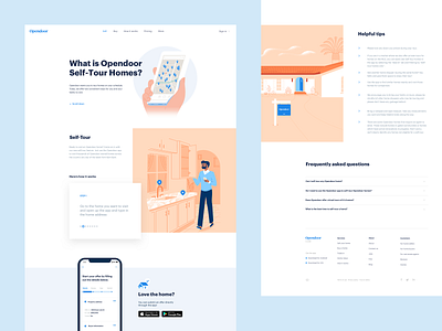 Self-Tour page brand hero illustration landing layout opendoor real estate shrimp simple web web design