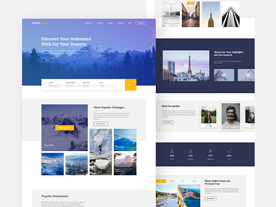 Travel Guide Website adventure app booking color debut gradient guide guidebook journey logo minimal mountain tour tourist travel ui ux vector web website