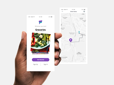 Delivery App app buy cart delivery delivery app design ecommerce food graphics grocery grocery app grocery delivery ios map millenials minimal minimalist mobile mobile app ui