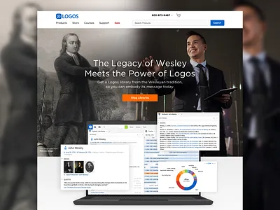Logos Bible Software Wesley Landing Page bible christ christian jesus logos logos bible software product software ux webdesign website website design wesley wesleyan