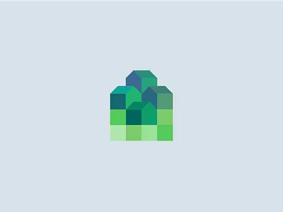 PIXEL VILLAGE brand branding design hill home house houses identity logo minimal pixel pixelart roof roofs village