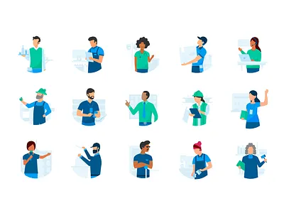 Deputy Industries barista bouncer construction customer service deputy farmer hospitality illustration industry judge reporter server teacher vet