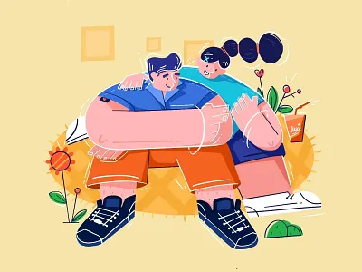Daily life of love design friend illustration life red ui