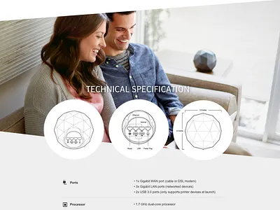 Technical specs design landing page mockup ui