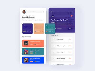 Design Course App UI apps screen clean color colors course course app craftwork creative design ios learning app mobile app mobile app design mobile apps product tutorial app typography ui uidesign ux