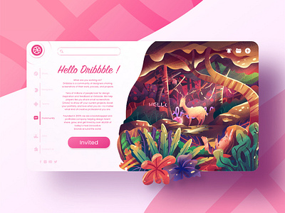 Hello, Dribbble! adventure background cartoon character concept design dribbble dribbble invite forest animals illustration journey landscape nature illustration ui ui ux ui design webdesign