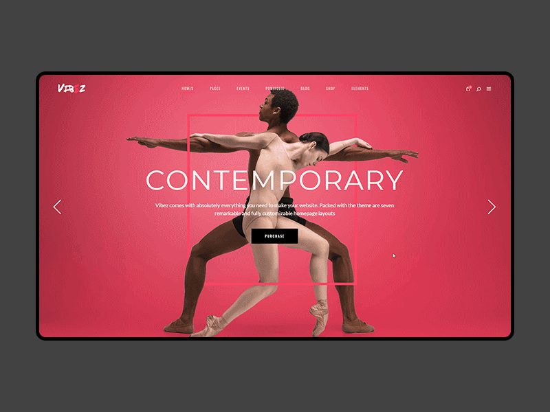 Vibez - Modern Dance Homepage animation ballerina ballet dance dance studio design flower graphic graphic design hello dribbble instructor minimal modern pastel slider transition ui ux web website