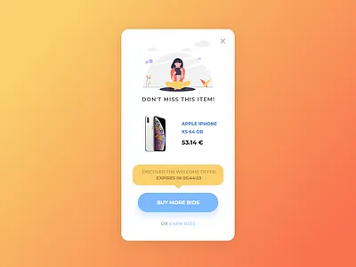 UI Daily - Popup Bids Offer adobexd app application branding clean design flat illustration inspiration madewithadobexd minimal popup popup design ui uidesign uidesigner ux vector web website
