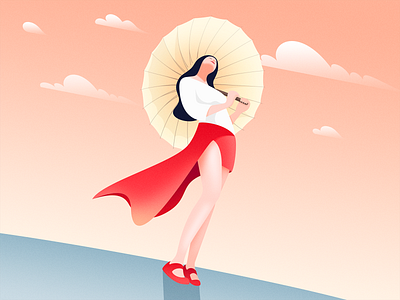 Girl beautiful girl beauty girl sunset umbrella