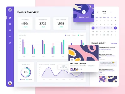 Event Manager admin app clean design dashboad events graphic illustration management purple stats ugem ui ux web webdesign