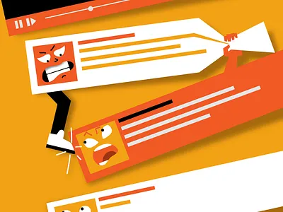 Fight! 2d character comment design funny illustration troll vector youtube