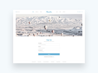 Daily Ui | 001 Signup blue clean dailyui design signup travel traveler ui ux web website white