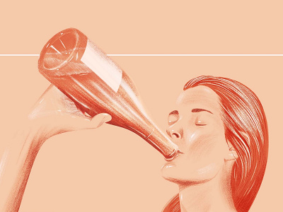 Wine Day artwork beauty design drawing drinking illustration negative space peach photoshop portrait poster rose wine