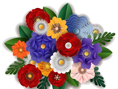 Flower Paper Cut card greeting invitation papercut vector wallpapers