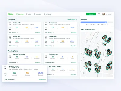 Adia Platform book jobs card design clean crm portal dashboard design demand freelancers recruitment saigon uiux vietnam workers