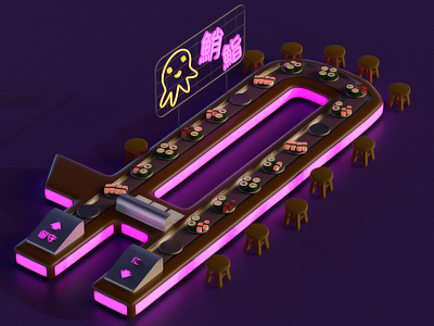 Sushi Bar 3d bar cinema4d japanese neons nightlife octopus sushi