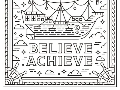 Coloring Book Crop - 2 border coloring book illustration monoline quote typography