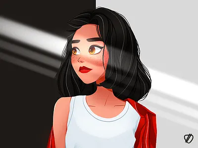 🍦 art black character cute drawings girl girl character icecream illustration ipadpro procreate red sunshine white