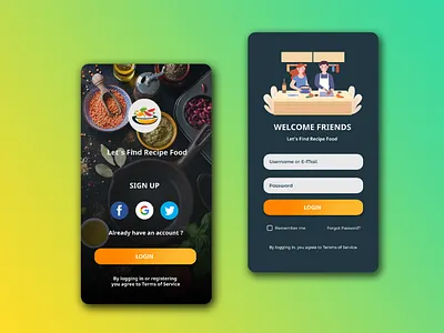 Login Screen - Food App food app login login app login application login screen mobile application ui ux