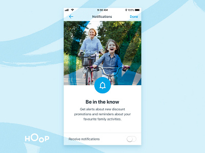 Hoop Notifications 🔔 activity app blue branding bright children design fun hoop icon iconography ios kids notification notifications switch toggle toggle switch ui ux
