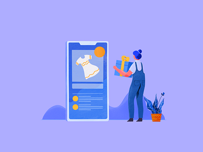 Pick the Package character dress ecommerce flat design flat illustration gift illustration iphone landing page online shop package procreate shop shopping