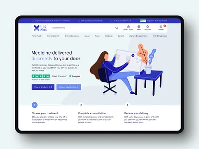 Medical Homepage blue branding design floral illustration ipad landing page medical slider web