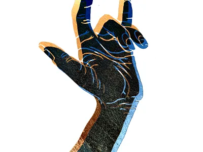 🤟🏽Gold Leaf black blue gold gold leaf hand hand drawn handmade linocut love print print design printmaking