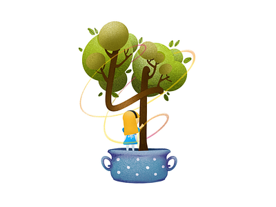 Fourth Bonsai of Wonderland 36days of type challenge 4 alice in wonderland art bonsai day 30 design elena greta illustration plant tree type