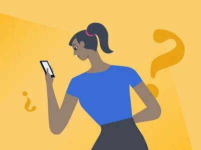 FAQ black faq girl mobile phone qa question tech woman yellow