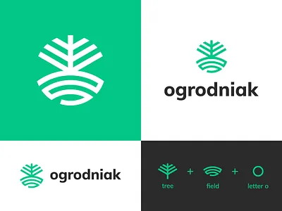 Ogrodniak branding company design field garden gardening logo o letter o monogram tree tree logo vector
