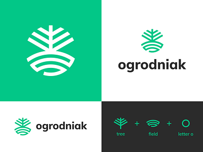 Ogrodniak branding company design field garden gardening logo o letter o monogram tree tree logo vector