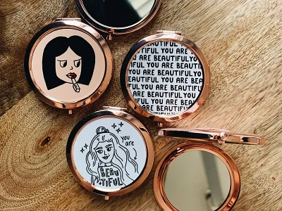 POCKET MIRROR beautiful design drawing illustration mirror pocket pocket mirror sticker woman women women empowerment you are beautiful