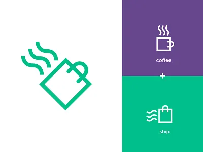 COFFEE + SHIP - WIP bag brand branding coffee concept cup flat logo logotype mark mexico minimalist ship shop store symbol wip