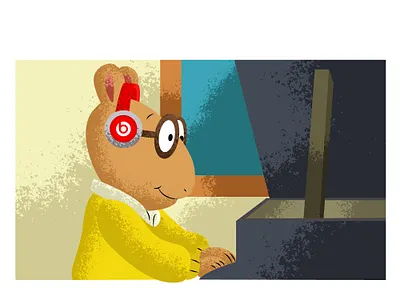 Beats by Arthur aardvark art arthur beats black book conceptual headphone illustration kids logo love meme red shading stipple vector