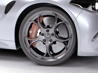 Alfa Romeo Giulia Quadriglio 2016 model 3d lighting 3dmodelling alfa romeo alfa romeo milan alien branding car paint car shading compositing grading lighting logo metal metal shading metallic paint nukex rendering tires vector