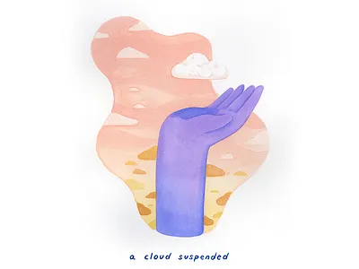10. a cloud suspended calm cloud conceptual conceptual illustration editorial illustration gouache illustration meditative mindful painting peaceful poem