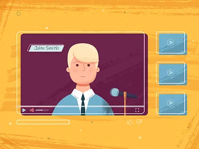 Youtube videoplayer character design flat illustration illustrator mediaplayer startup youtube