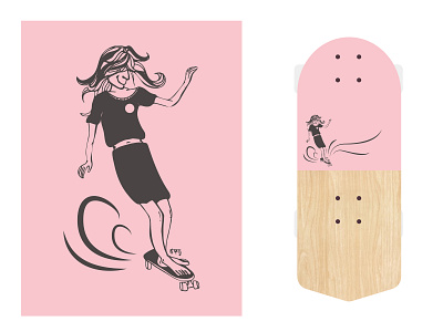 Girl in the Swirl 90s branding design graphic design graphic art hand drawn illustration logo skate skate board skate deck skate or die skate shop street art surf surf art vector