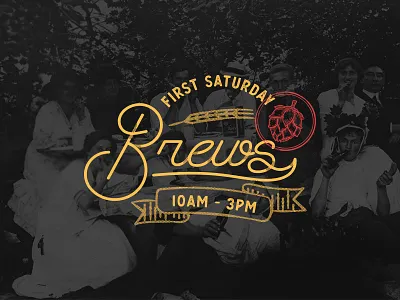 🍻First Saturday Brews Monoline badge beer brews illustration jacksonville logo monoline orange red typography vector yellow