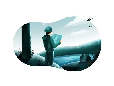Adventurer adventure art character design green illustration minimal art nauture procreate texture tourist