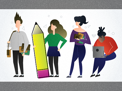 Students Style Exploration adobe illustrator branding cartoon design education educational grain grain texture grainy illustration school students vector website concept
