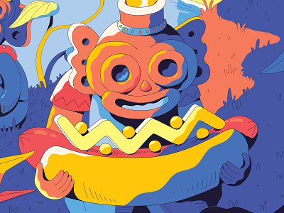 Taino Foodie Hot Dog lover art bright character design detail flat food foodie fun hot dog illustration illustrator surreal taino vector vectors